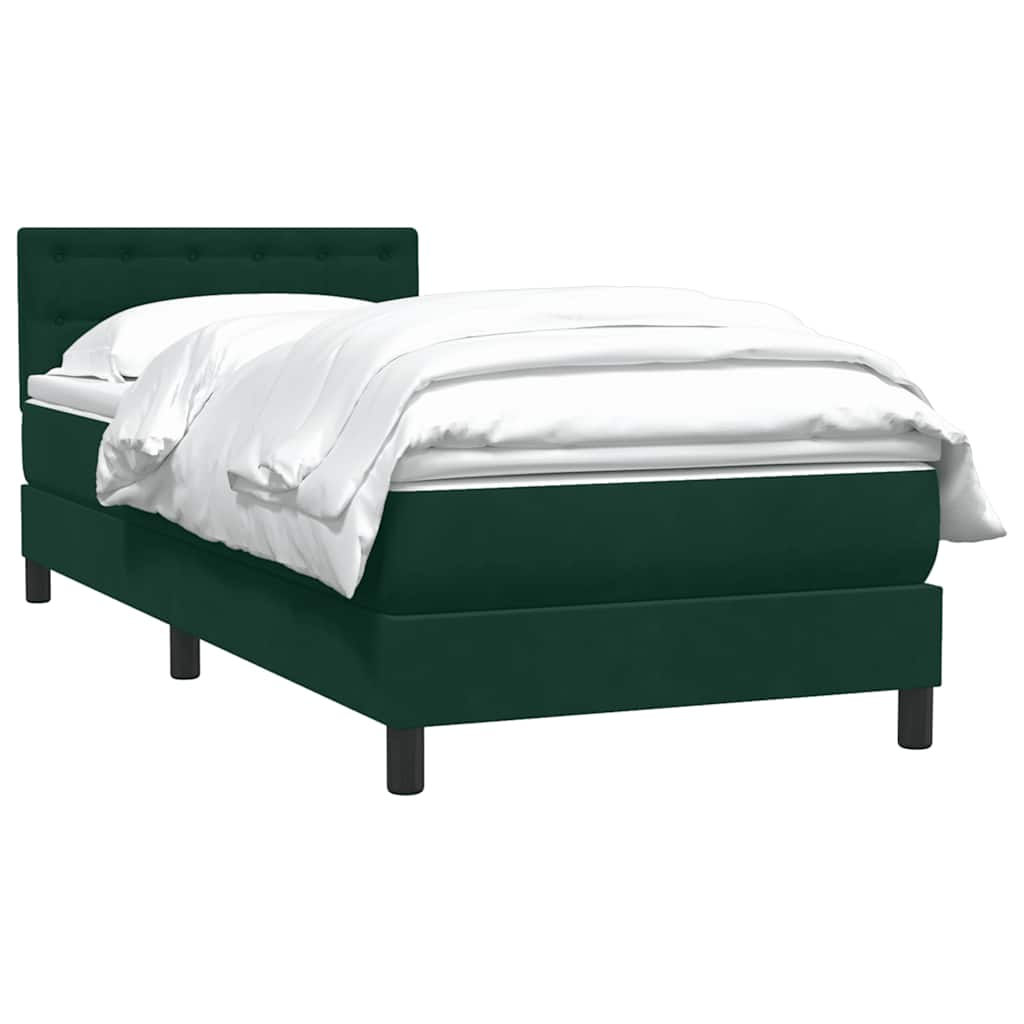 Boxspring met matras fluweel donkergroen 90x210 cm – afbeelding 3