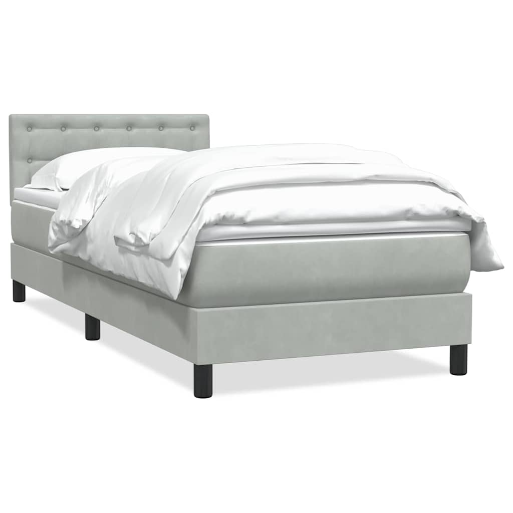 Boxspring met matras fluweel lichtgrijs 100x210 cm – afbeelding 2