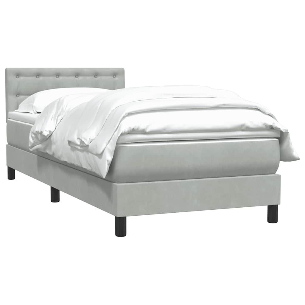 Boxspring met matras fluweel lichtgrijs 100x210 cm – afbeelding 3