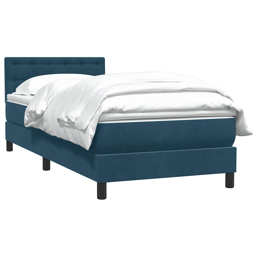 Boxspring met matras fluweel donkerblauw 100x210 cm – afbeelding 2