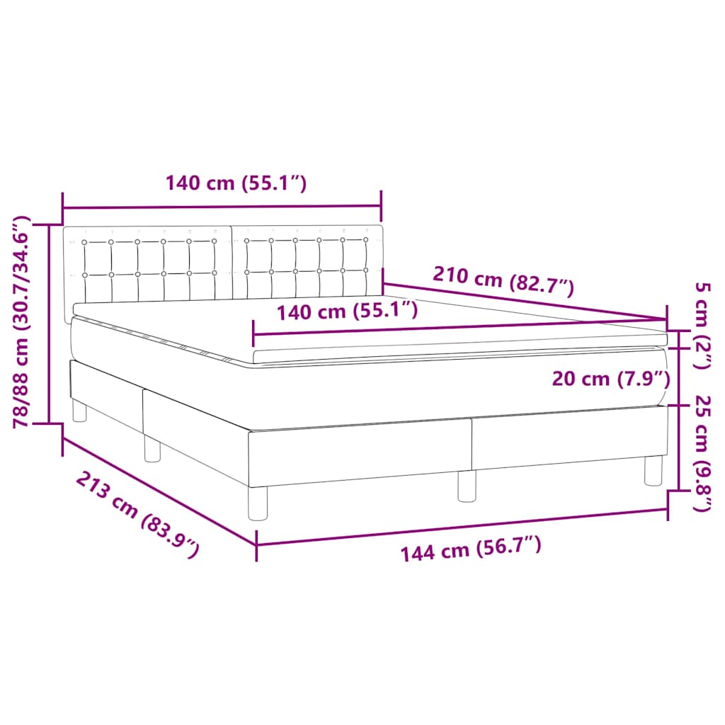 Boxspring met matras fluweel donkergrijs 140x210 cm – afbeelding 12