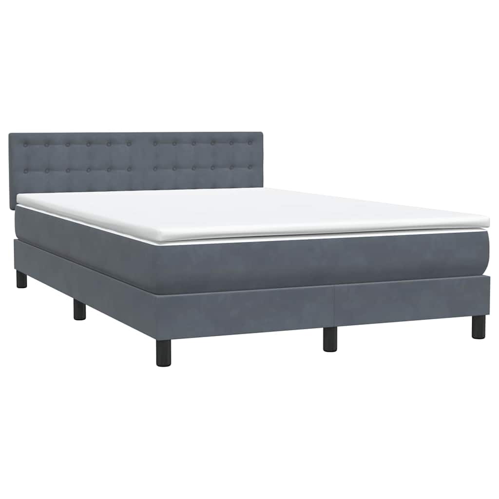 Boxspring met matras fluweel donkergrijs 140x210 cm – afbeelding 4