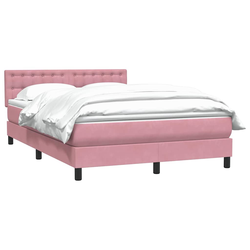 Boxspring met matras fluweel roze 140x210 cm – afbeelding 3