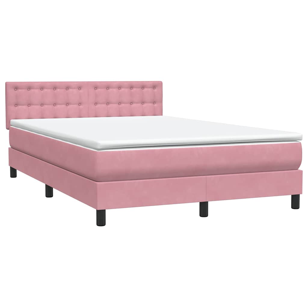 Boxspring met matras fluweel roze 140x210 cm – afbeelding 4
