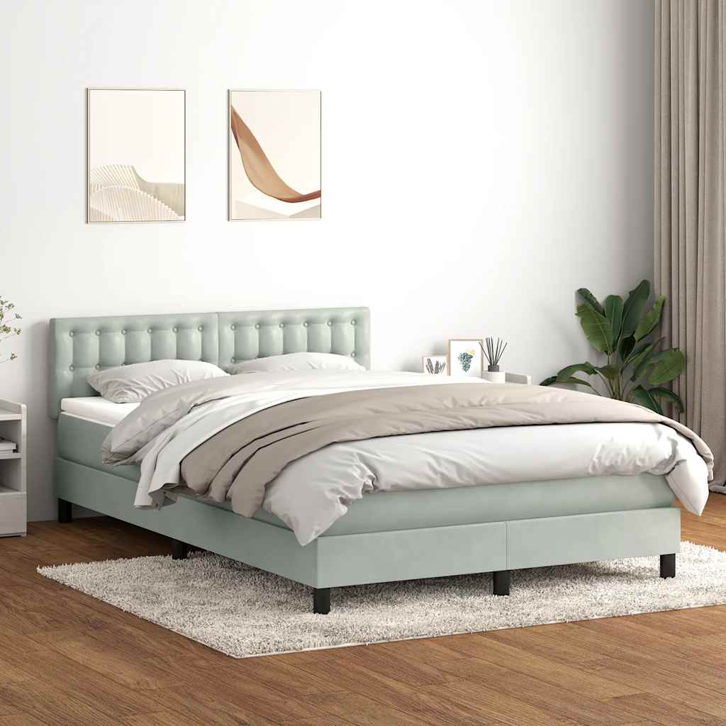 Boxspring met matras fluweel lichtgrijs 160x210 cm – afbeelding 1