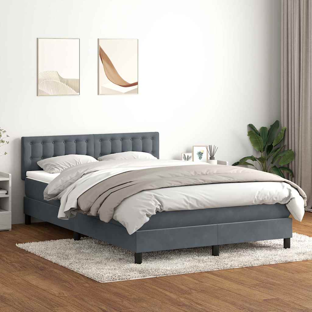 Boxspring met matras fluweel donkergrijs 160x210 cm – afbeelding 1