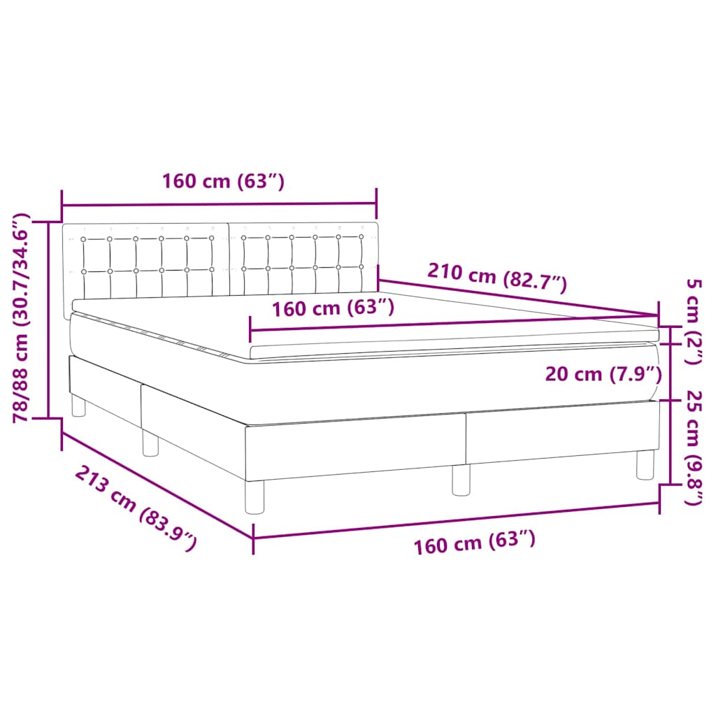 Boxspring met matras fluweel zwart 160x210 cm – afbeelding 12