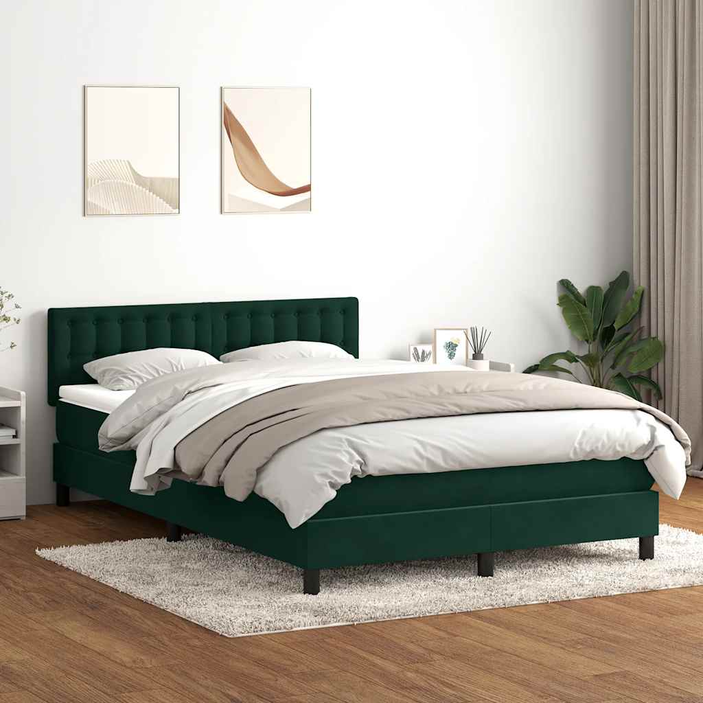 Boxspring met matras fluweel donkergroen 160x210 cm – afbeelding 1