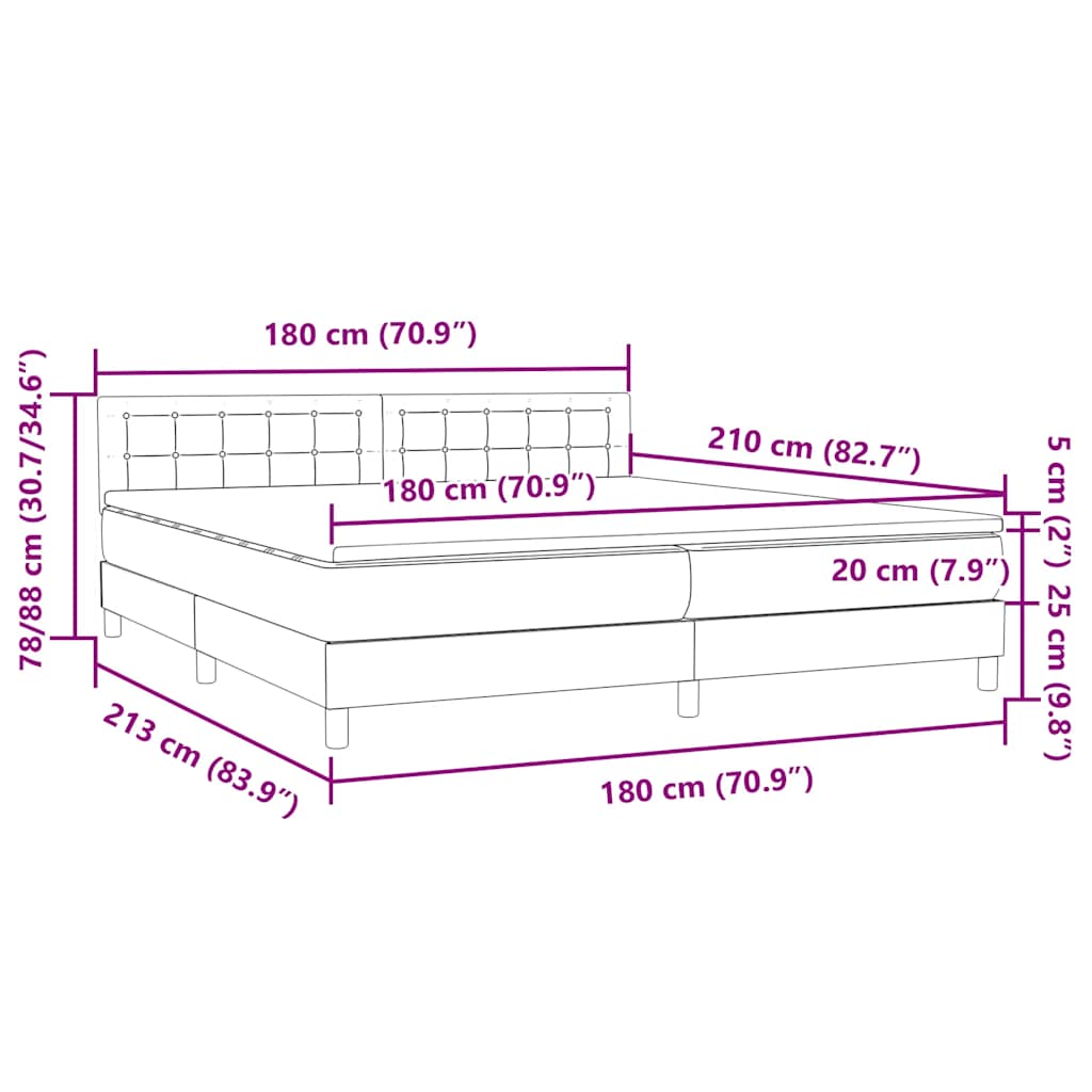Boxspring met matras fluweel zwart 180x210 cm – afbeelding 12