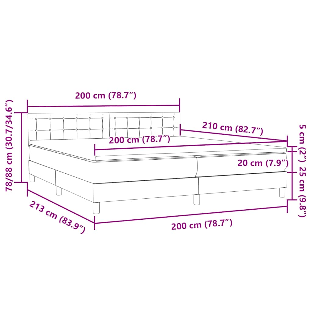 Boxspring met matras fluweel lichtgrijs 200x210 cm – afbeelding 12
