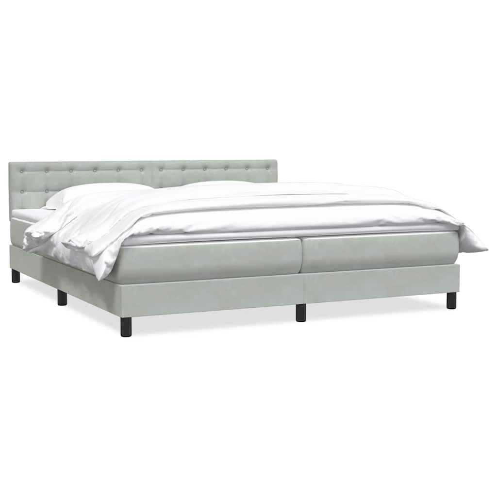 Boxspring met matras fluweel lichtgrijs 200x210 cm – afbeelding 2