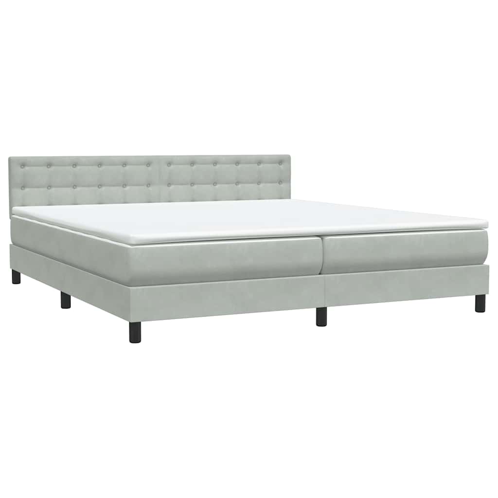 Boxspring met matras fluweel lichtgrijs 200x210 cm – afbeelding 4