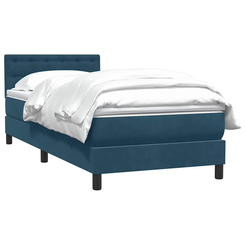 Boxspring met matras fluweel donkerblauw 80x220 cm – afbeelding 3