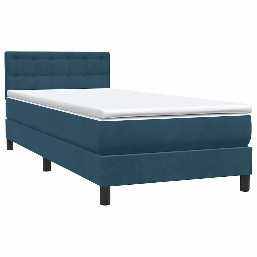 Boxspring met matras fluweel donkerblauw 80x220 cm – afbeelding 4