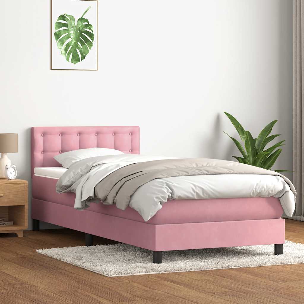 Boxspring met matras fluweel roze 80x220 cm – afbeelding 1