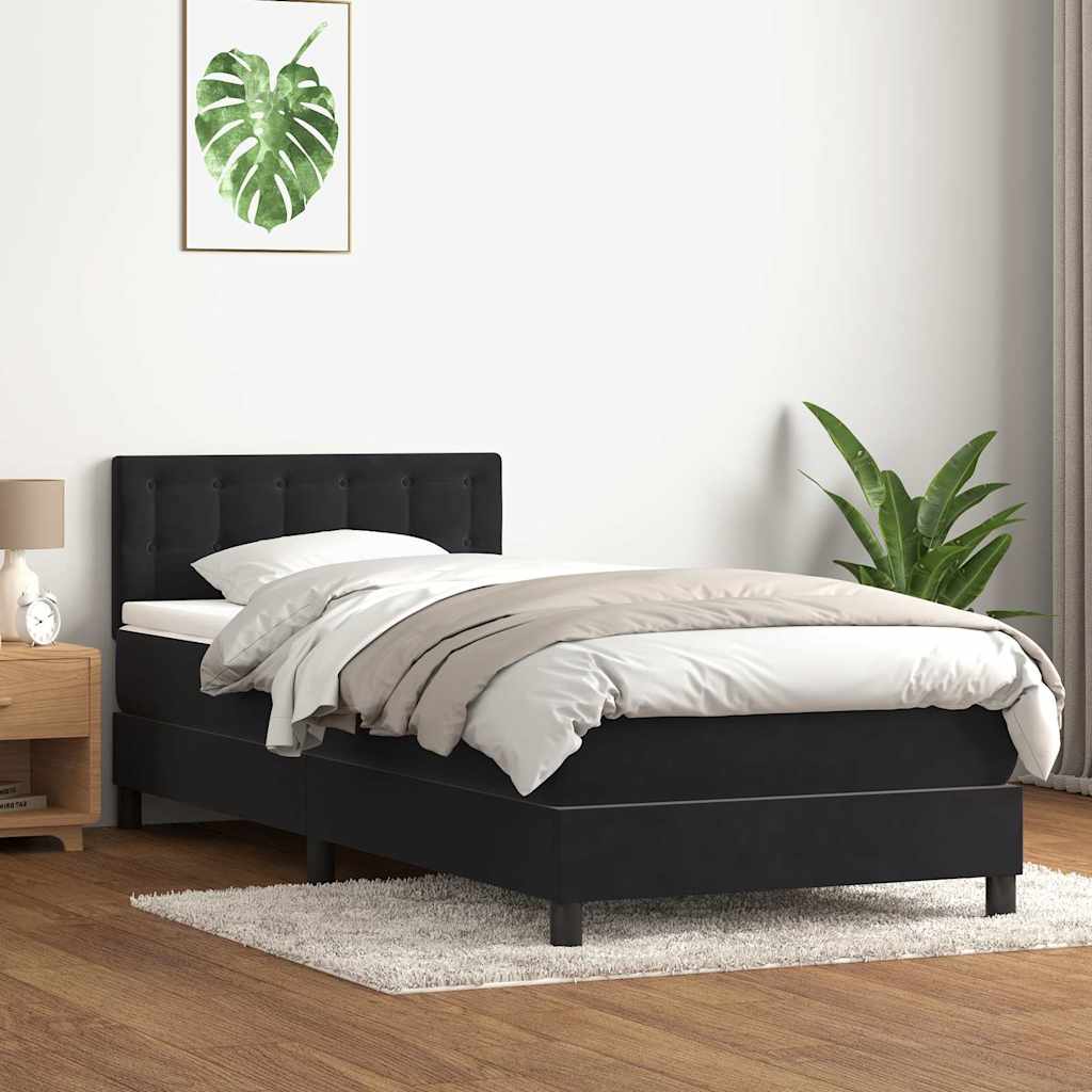 Boxspring met matras fluweel zwart 90x220 cm – afbeelding 1