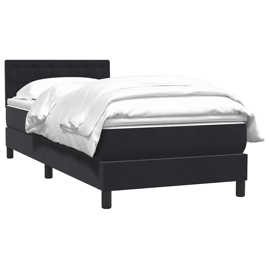Boxspring met matras fluweel zwart 90x220 cm – afbeelding 3