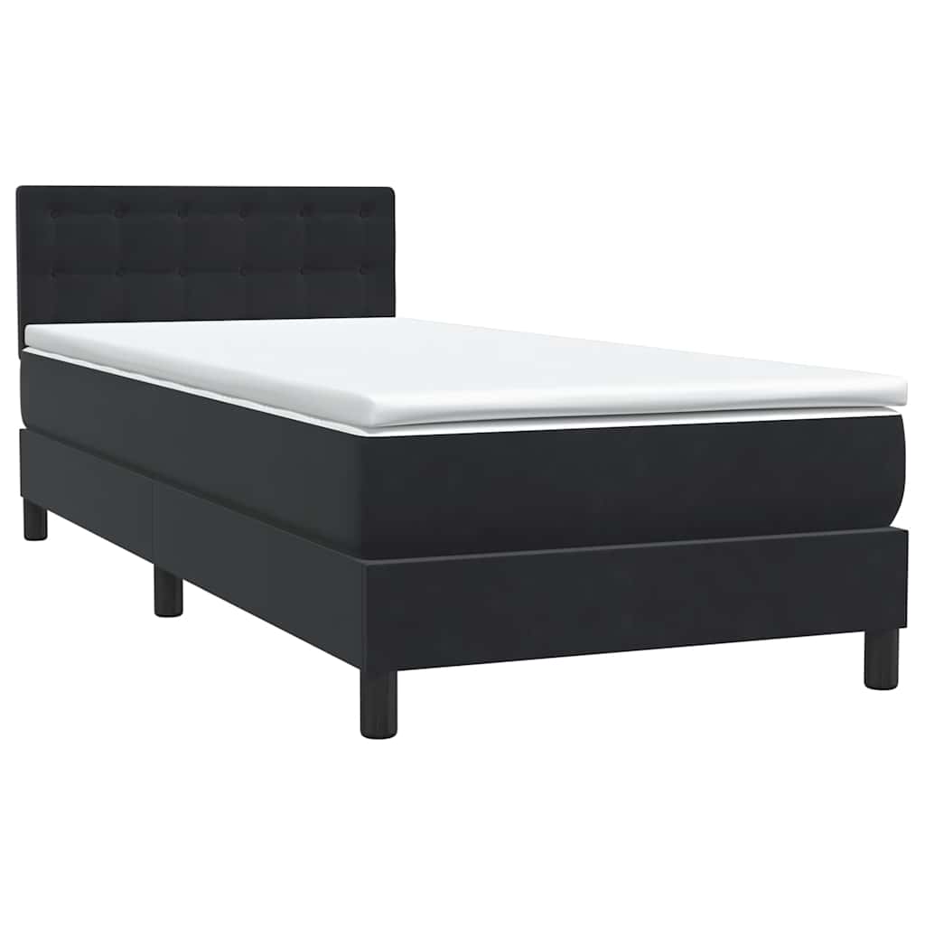 Boxspring met matras fluweel zwart 90x220 cm – afbeelding 4