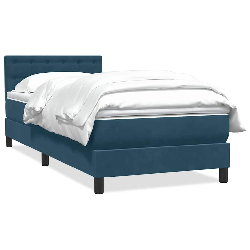 Boxspring met matras fluweel donkerblauw 90x220 cm – afbeelding 2