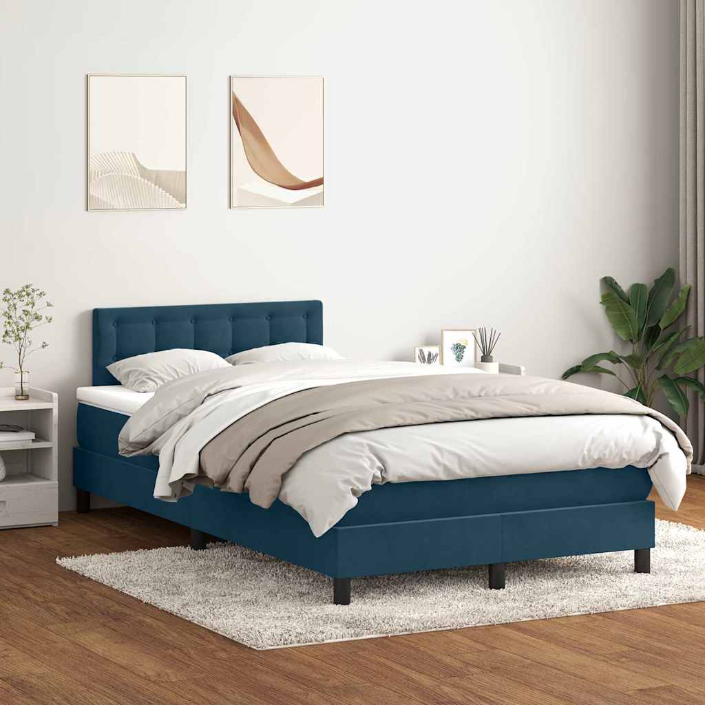 Boxspring met matras fluweel donkerblauw 100x220 cm – afbeelding 1