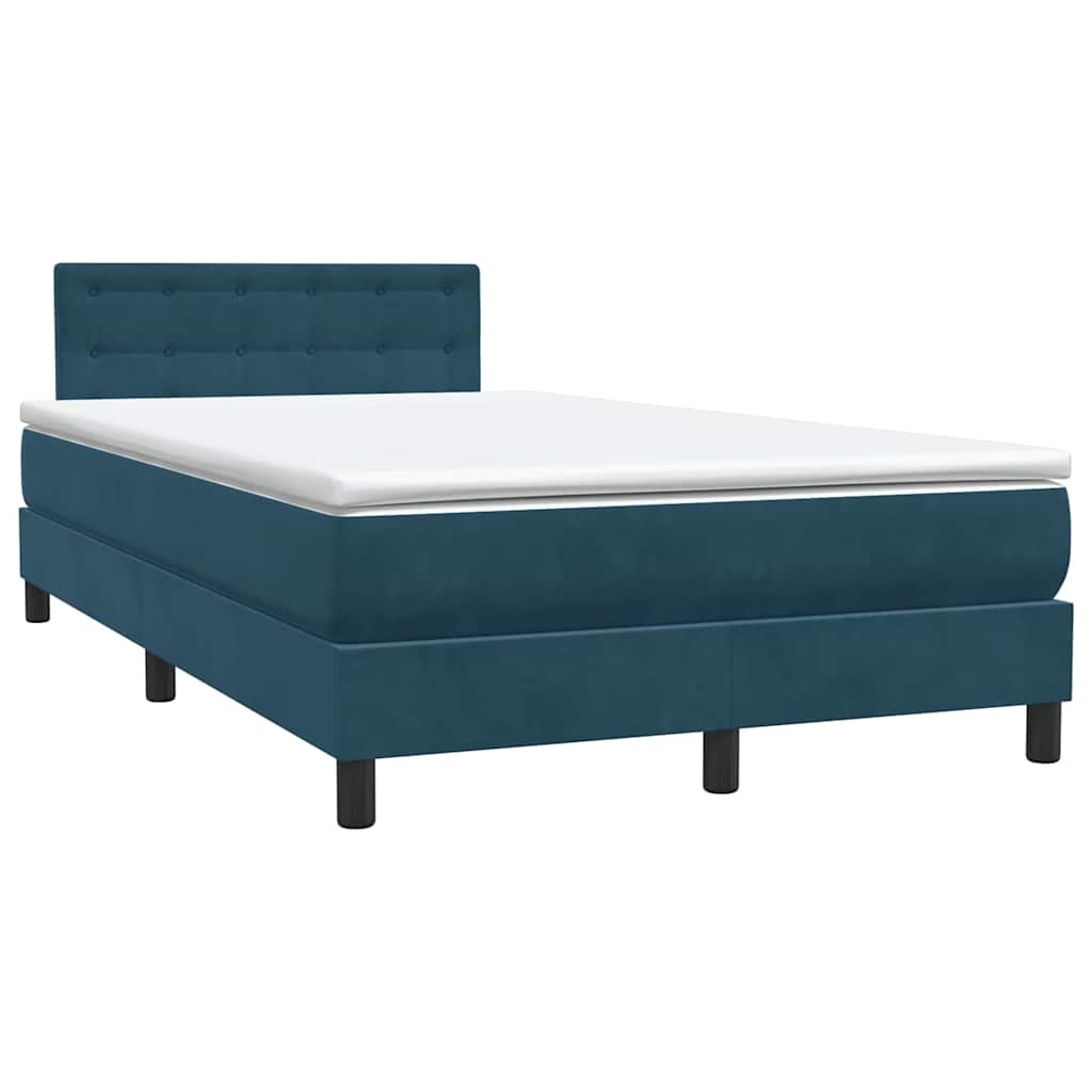 Boxspring met matras fluweel donkerblauw 100x220 cm – afbeelding 4