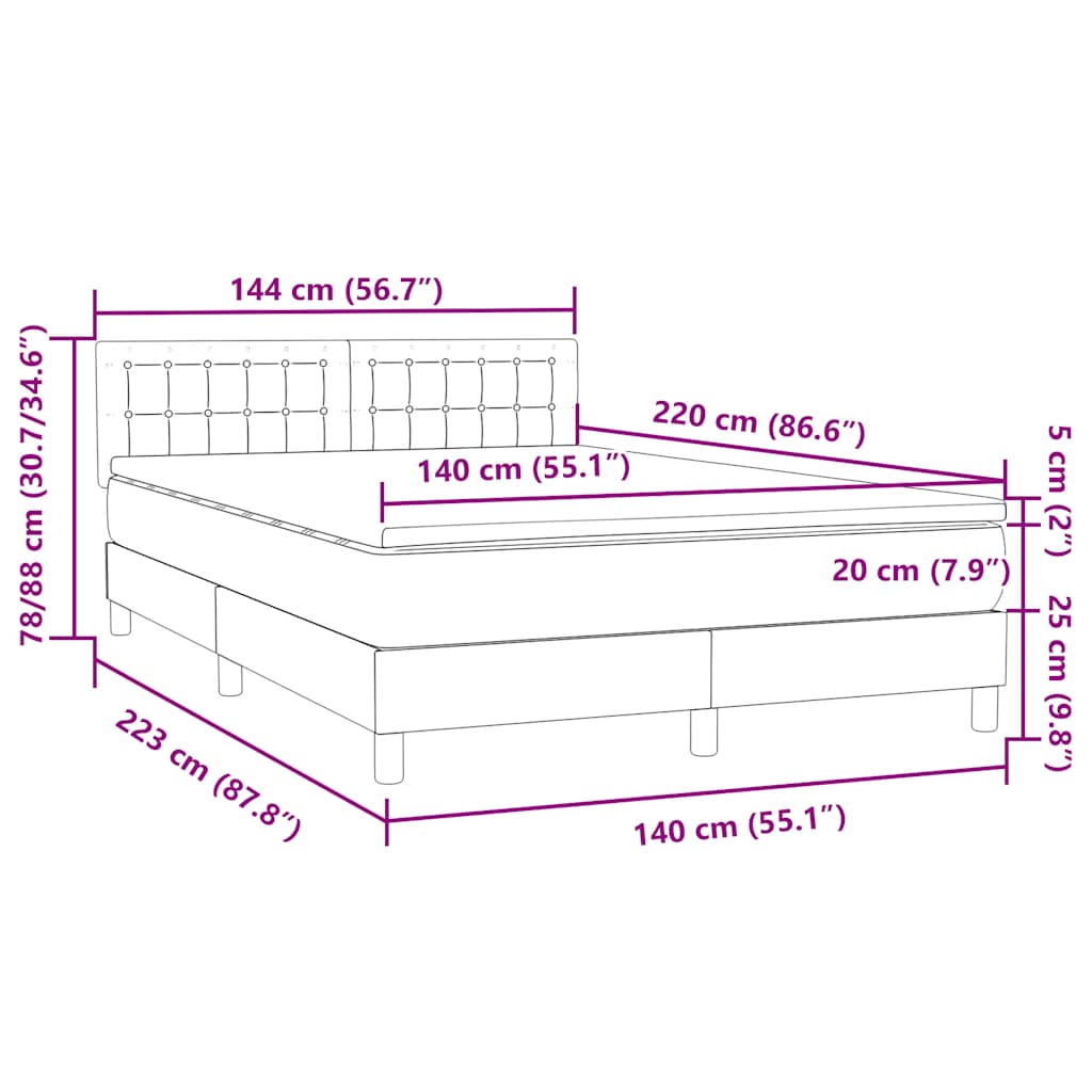 Boxspring met matras fluweel zwart 140x220 cm – afbeelding 12