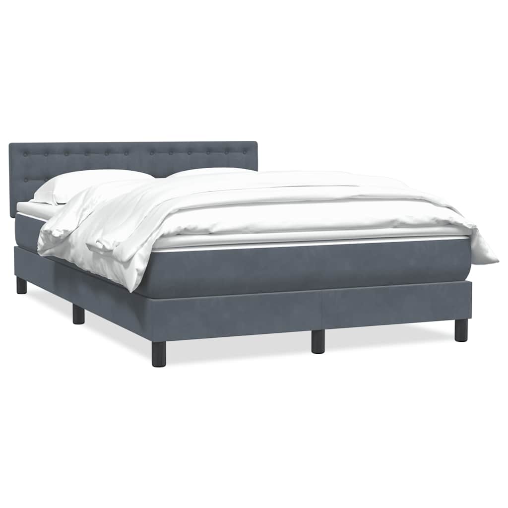 Boxspring met matras fluweel donkergrijs 160x220 cm – afbeelding 2