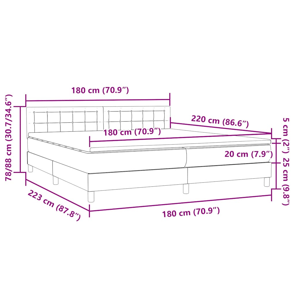 Boxspring met matras fluweel zwart 180x220 cm – afbeelding 12