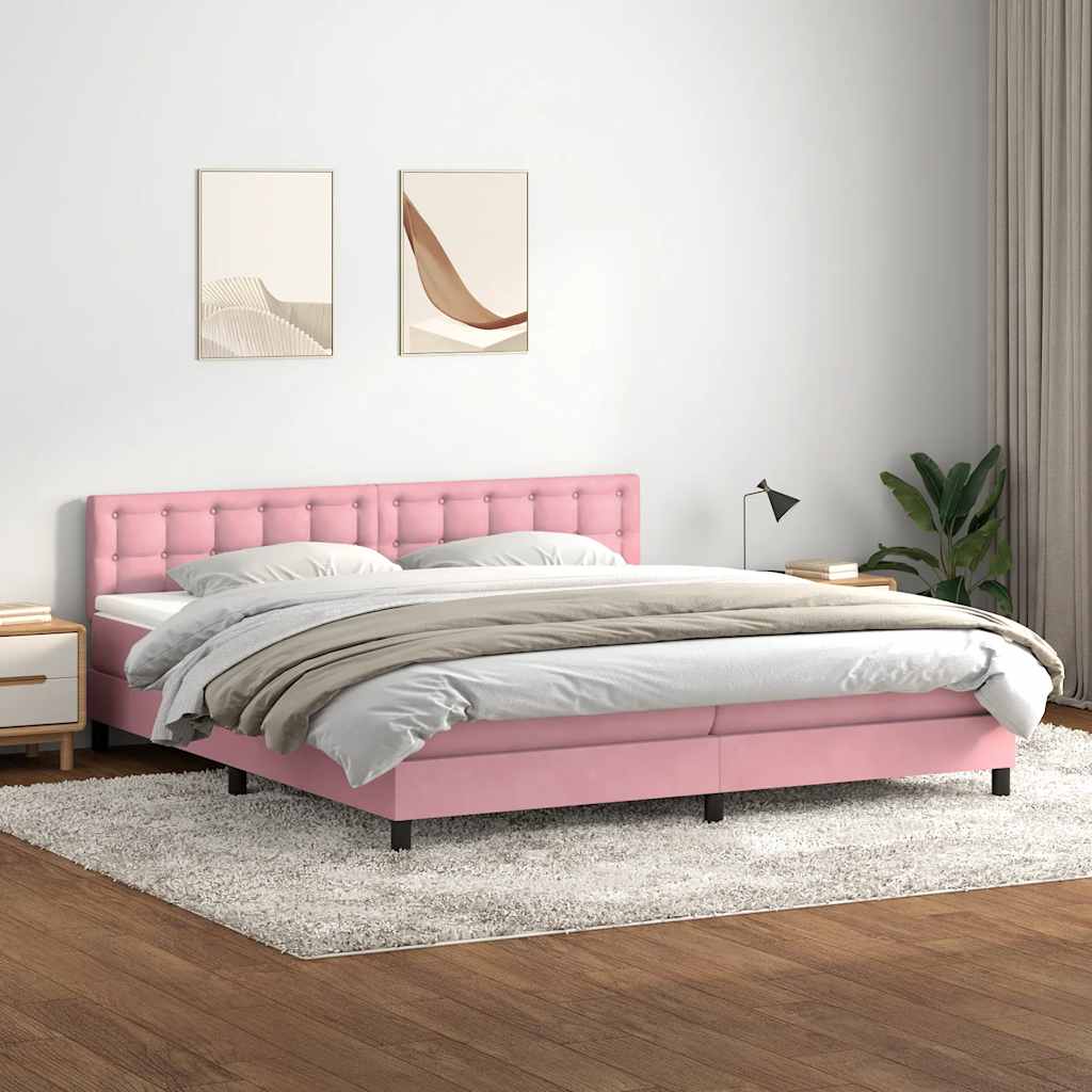 Boxspring met matras fluweel roze 180x220 cm – afbeelding 1