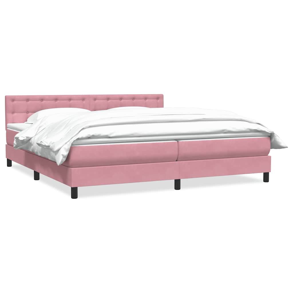 Boxspring met matras fluweel roze 180x220 cm – afbeelding 2