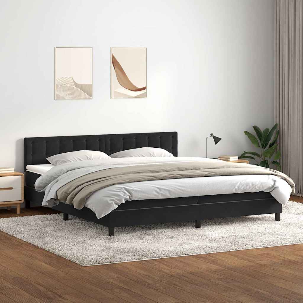 Boxspring met matras fluweel zwart 200x220 cm – afbeelding 1