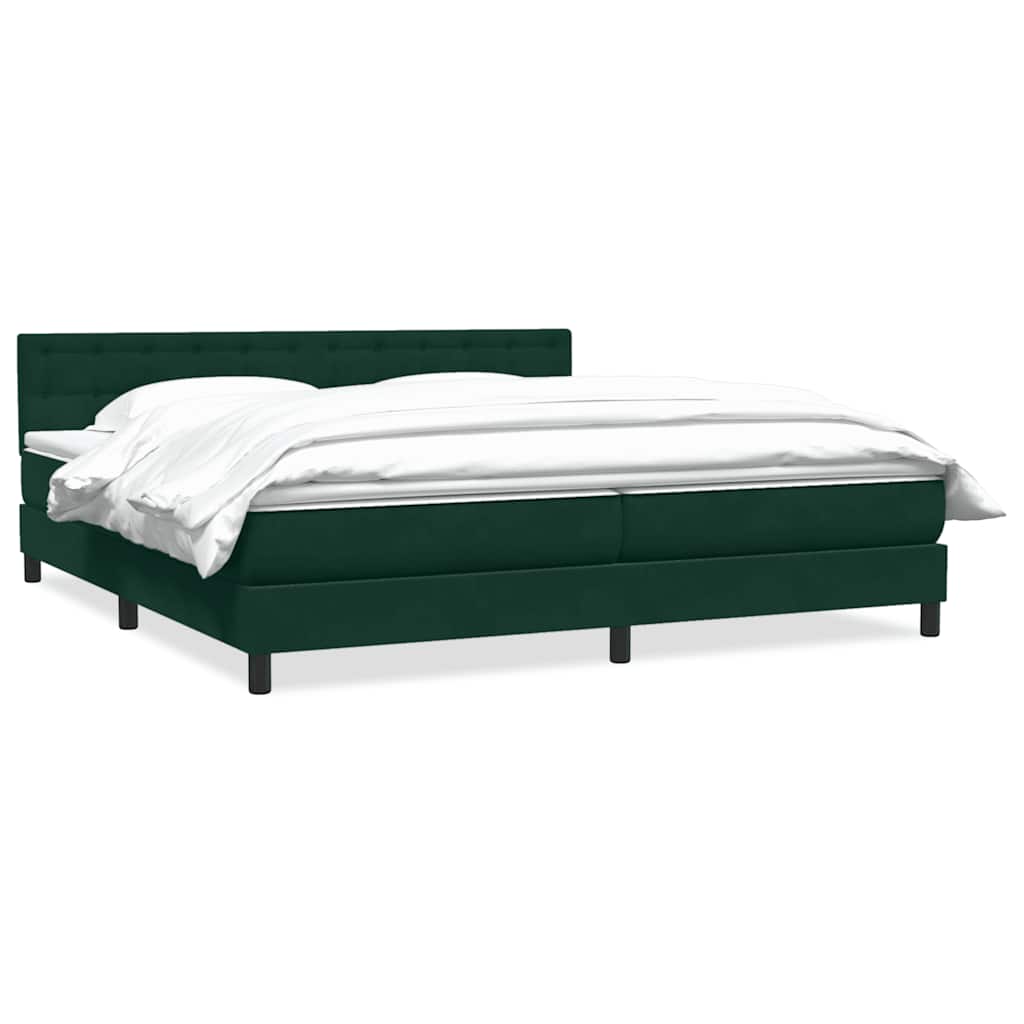 Boxspring met matras fluweel donkergroen 200x220 cm – afbeelding 2