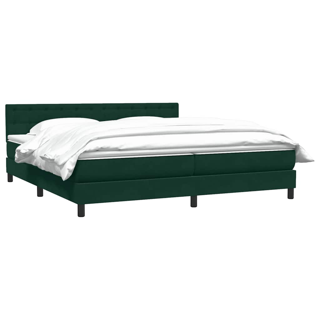 Boxspring met matras fluweel donkergroen 200x220 cm – afbeelding 3