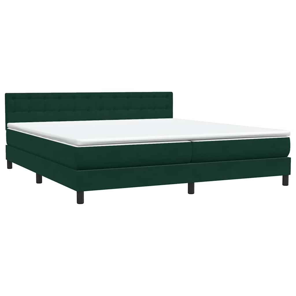 Boxspring met matras fluweel donkergroen 200x220 cm – afbeelding 4