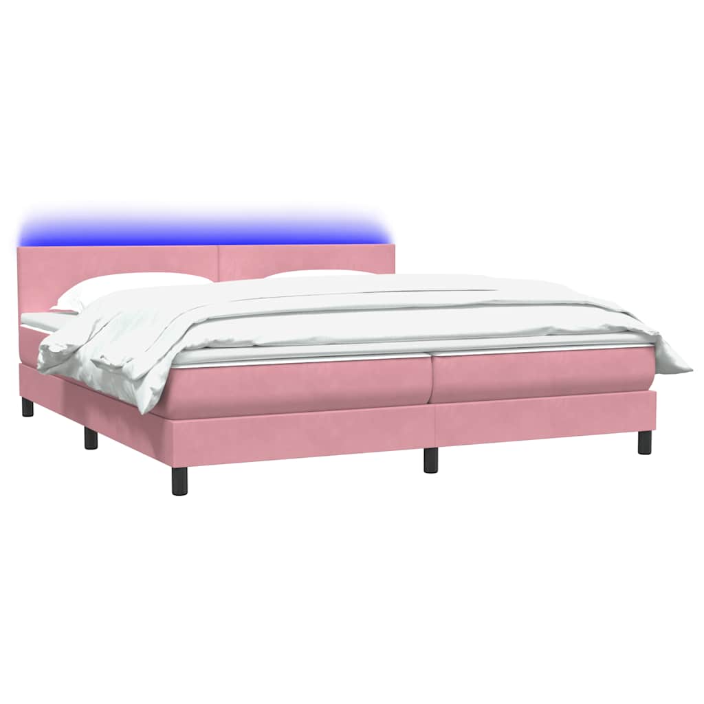 Boxspring met matras en LED fluweel roze 180x210 cm – afbeelding 3