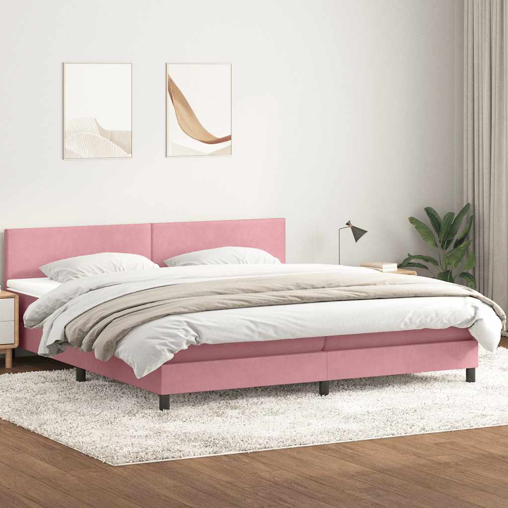 Boxspring met matras en LED fluweel roze 180x210 cm – afbeelding 4