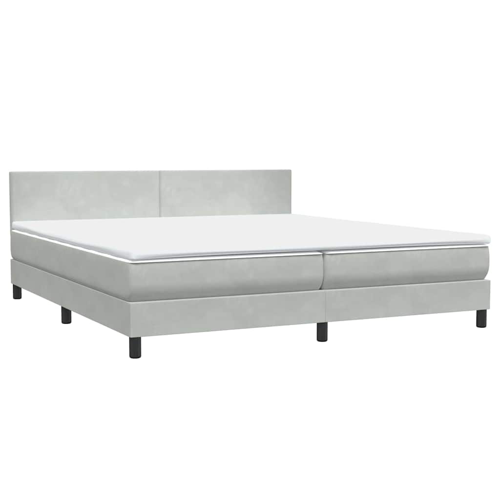 Boxspring met matras en LED fluweel lichtgrijs 200x210 cm – afbeelding 5