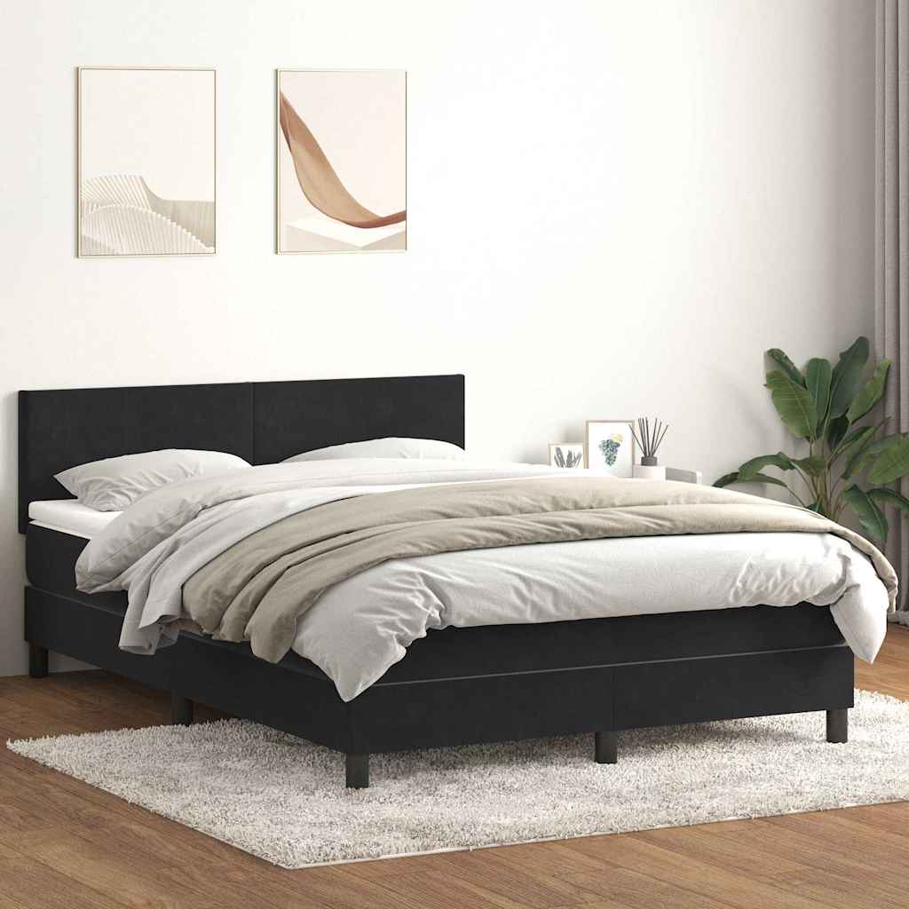 Boxspring met matras en LED fluweel zwart 140x220 cm – afbeelding 1