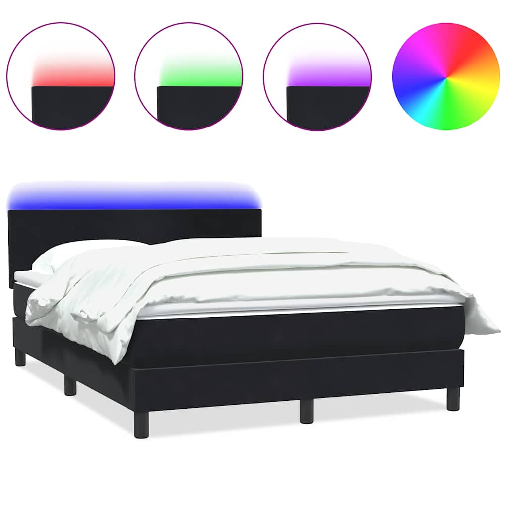 Boxspring met matras en LED fluweel zwart 140x220 cm – afbeelding 2