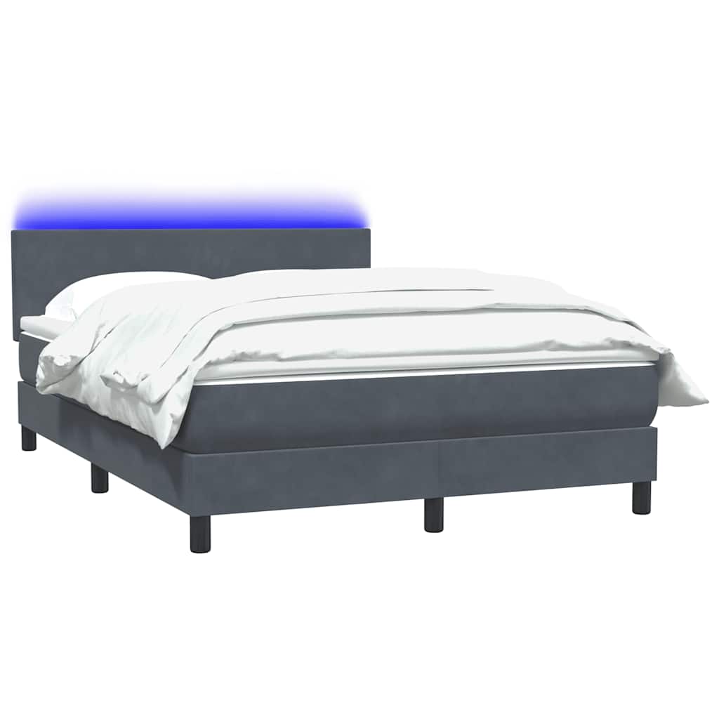 Boxspring met matras en LED fluweel donkergrijs 160x220 cm – afbeelding 3