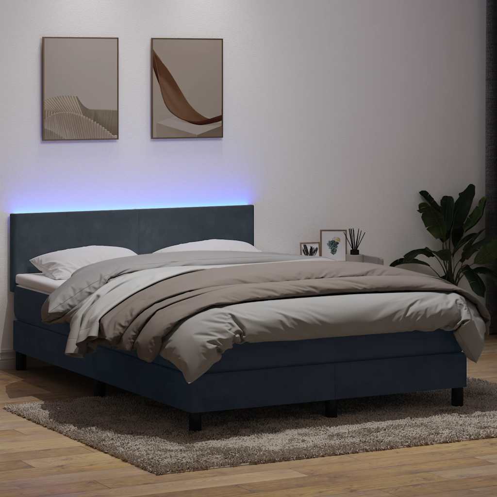 Boxspring met matras en LED fluweel donkergrijs 160x220 cm – afbeelding 4