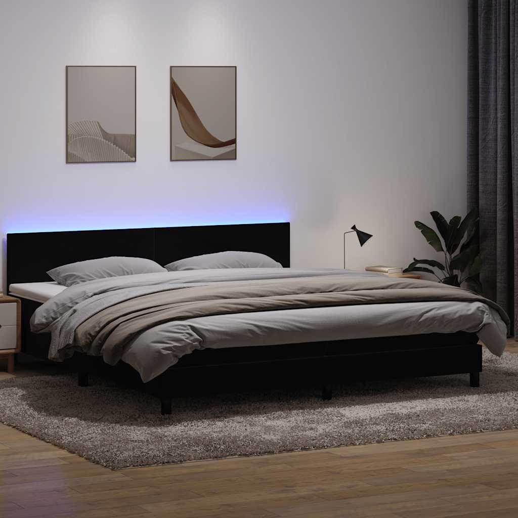 Boxspring met matras en LED fluweel zwart 200x220 cm – afbeelding 1