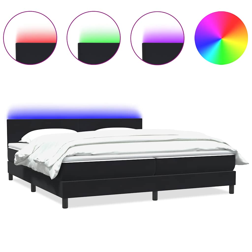 Boxspring met matras en LED fluweel zwart 200x220 cm – afbeelding 2