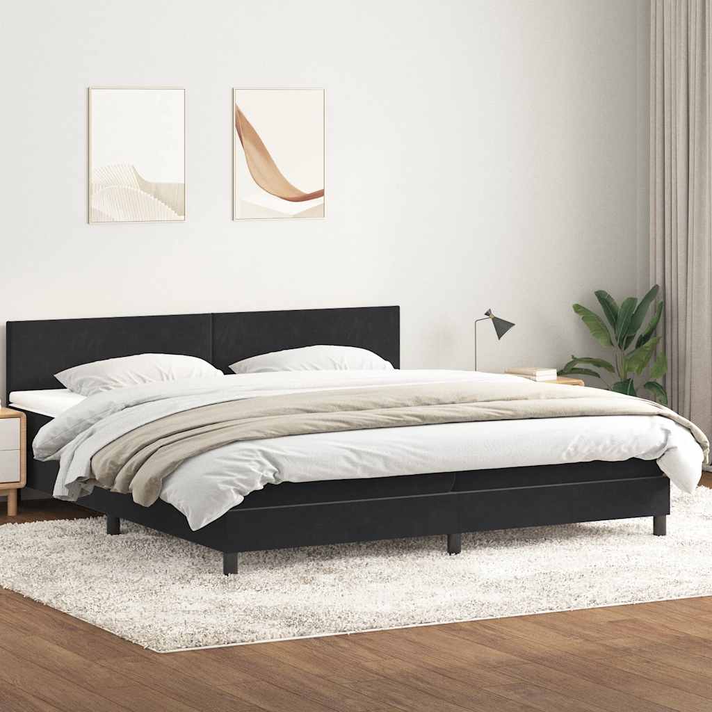 Boxspring met matras en LED fluweel zwart 200x220 cm – afbeelding 4