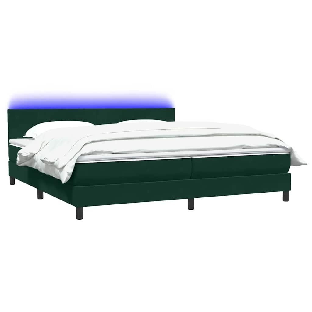 Boxspring met matras en LED fluweel donkergroen 200x220 cm – afbeelding 3