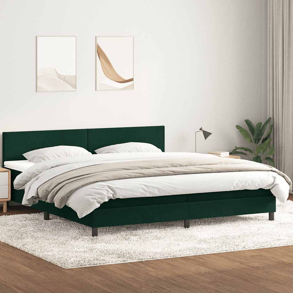 Boxspring met matras en LED fluweel donkergroen 200x220 cm – afbeelding 4