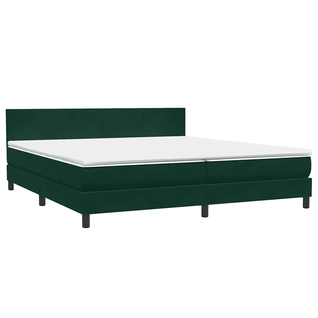 Boxspring met matras en LED fluweel donkergroen 200x220 cm – afbeelding 5