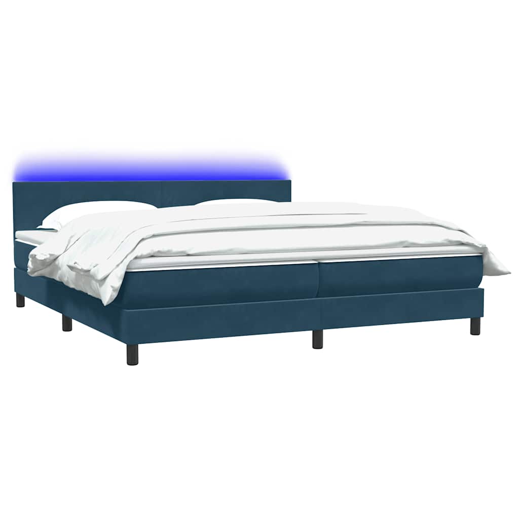 Boxspring met matras en LED fluweel donkerblauw 200x220 cm – afbeelding 3