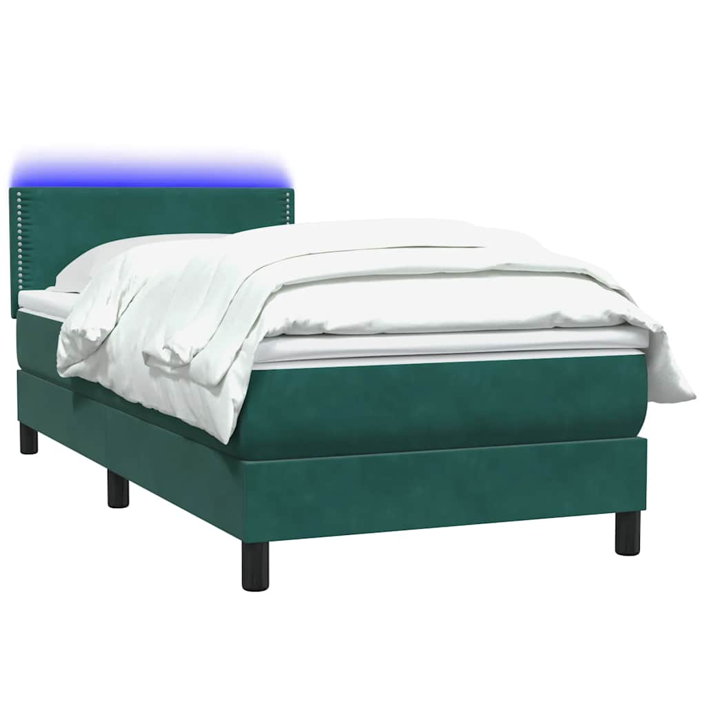 Boxspring met matras en LED fluweel donkergroen 80x210 cm – afbeelding 3