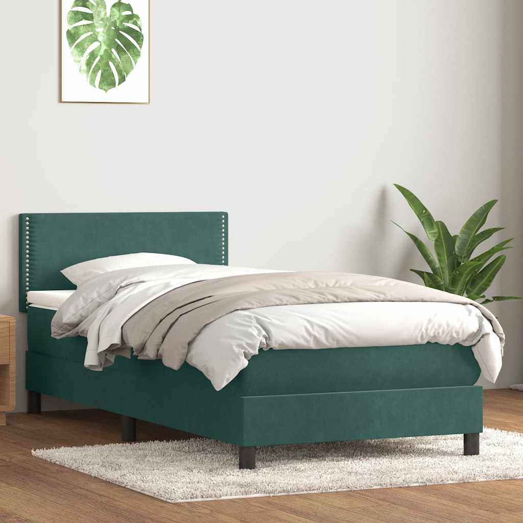 Boxspring met matras en LED fluweel donkergroen 80x210 cm – afbeelding 4